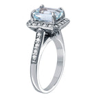 14KT White Gold 2.66ctw Aquamarine Diamond Cocktail Ring Size 6.5