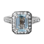14KT White Gold 2.66ctw Aquamarine Diamond Cocktail Ring Size 6.5