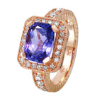 14KT Rose Gold 4.47ctw Tanzanite Diamond Cocktail Ring Size 6