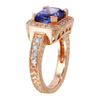14KT Rose Gold 4.47ctw Tanzanite Diamond Cocktail Ring Size 6