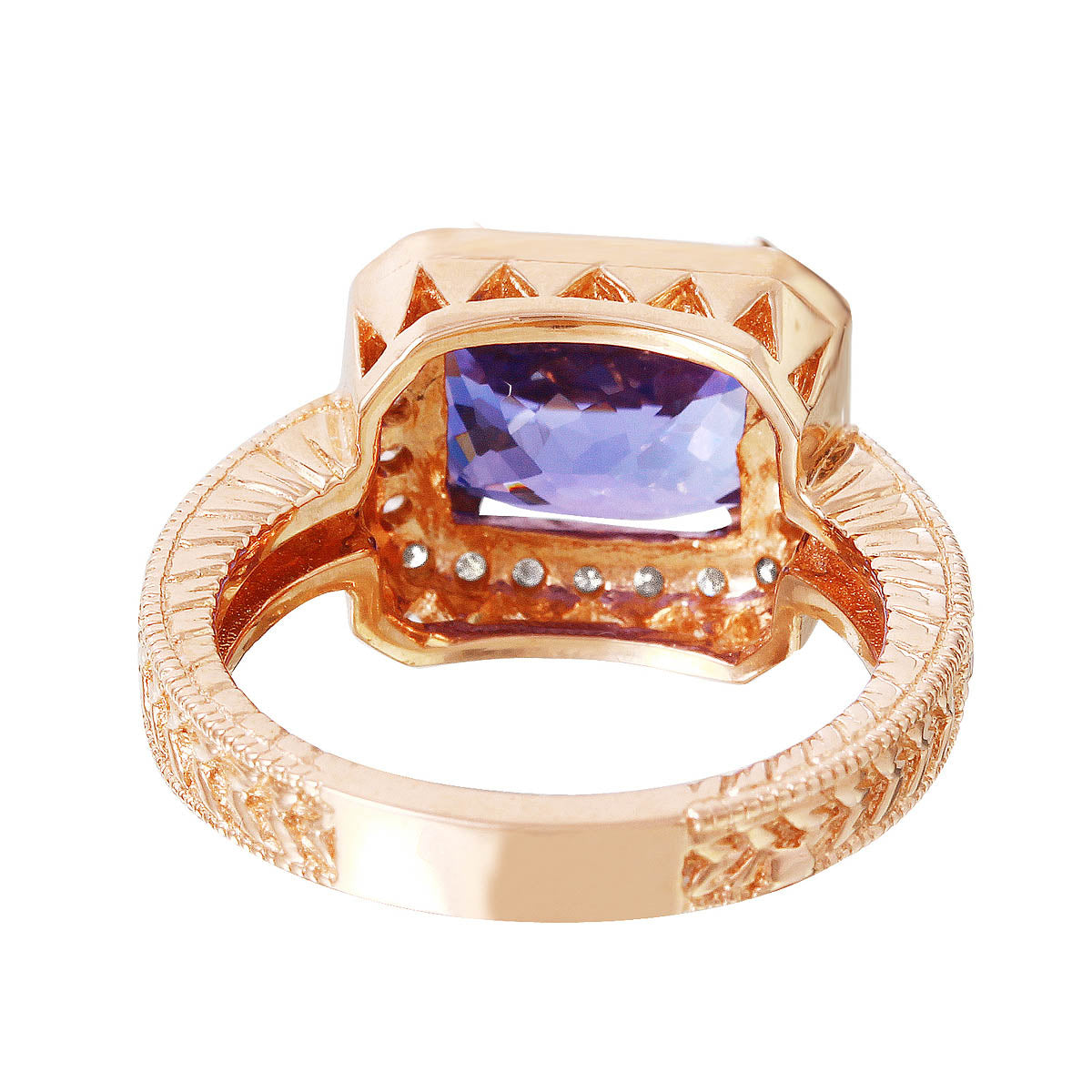 14KT Rose Gold 4.47ctw Tanzanite Diamond Cocktail Ring Size 6