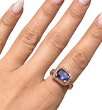 14KT Rose Gold 4.47ctw Tanzanite Diamond Cocktail Ring Size 6