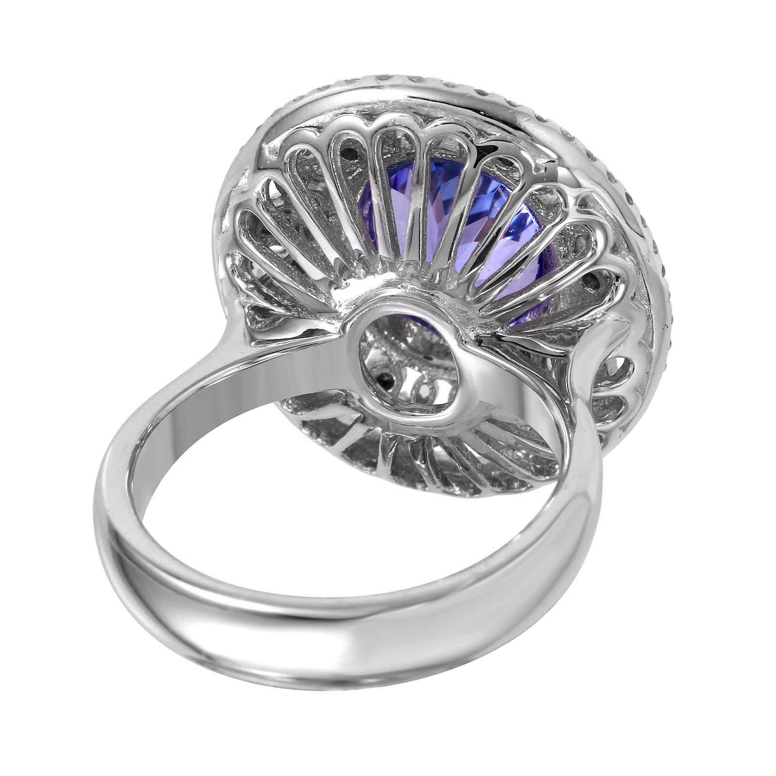14KT White Gold 3.66ctw Tanzanite Diamond Cocktail Ring Size 7