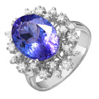 14KT White Gold 5.27ctw Tanzanite Diamond Cocktail Ring Size 6.5