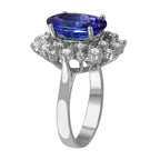 14KT White Gold 5.27ctw Tanzanite Diamond Cocktail Ring Size 6.5