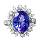 14KT White Gold 5.27ctw Tanzanite Diamond Cocktail Ring Size 6.5