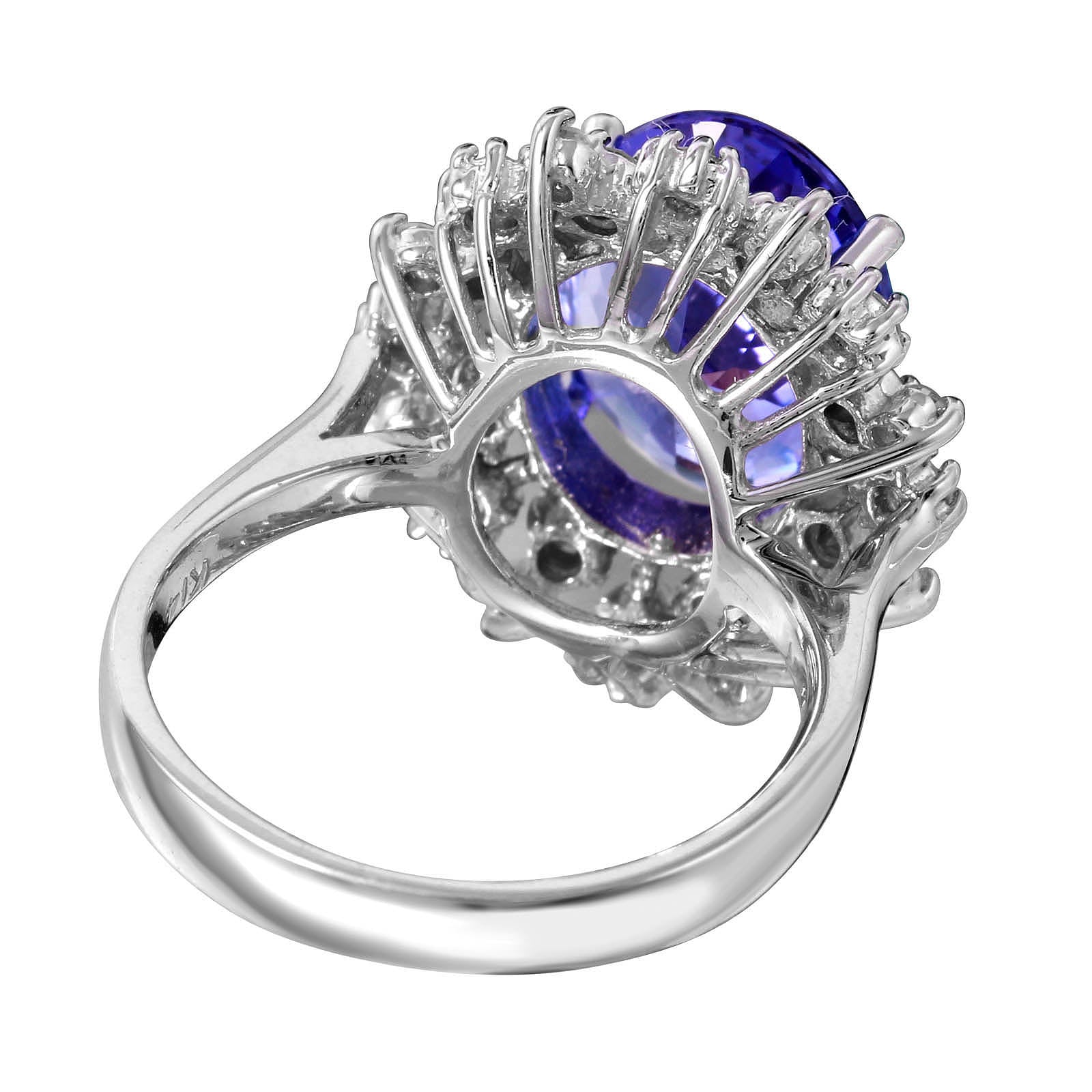 14KT White Gold 5.27ctw Tanzanite Diamond Cocktail Ring Size 6.5
