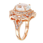 14KT Rose Gold 5.13ctw Aquamarine Diamond Cocktail Ring Size 7