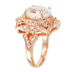 14KT Rose Gold 5.13ctw Aquamarine Diamond Cocktail Ring Size 7