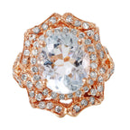 14KT Rose Gold 5.13ctw Aquamarine Diamond Cocktail Ring Size 7