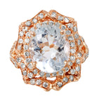 14KT Rose Gold 5.13ctw Aquamarine Diamond Cocktail Ring Size 7