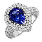 14KT White Gold Tanzanite Diamond Cocktail Ring Size 7