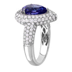 14KT White Gold Tanzanite Diamond Cocktail Ring Size 7