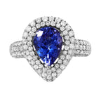14KT White Gold Tanzanite Diamond Cocktail Ring Size 7