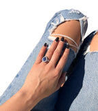 14KT White Gold Tanzanite Diamond Cocktail Ring Size 7