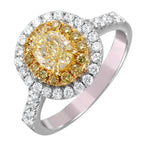 18KT Two Tone Gold 1.26ctw Yellow Diamond Engagement Ring Size 6.5