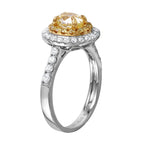 18KT Two Tone Gold 1.26ctw Yellow Diamond Engagement Ring Size 6.5