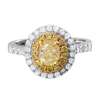 18KT Two Tone Gold 1.26ctw Yellow Diamond Engagement Ring Size 6.5