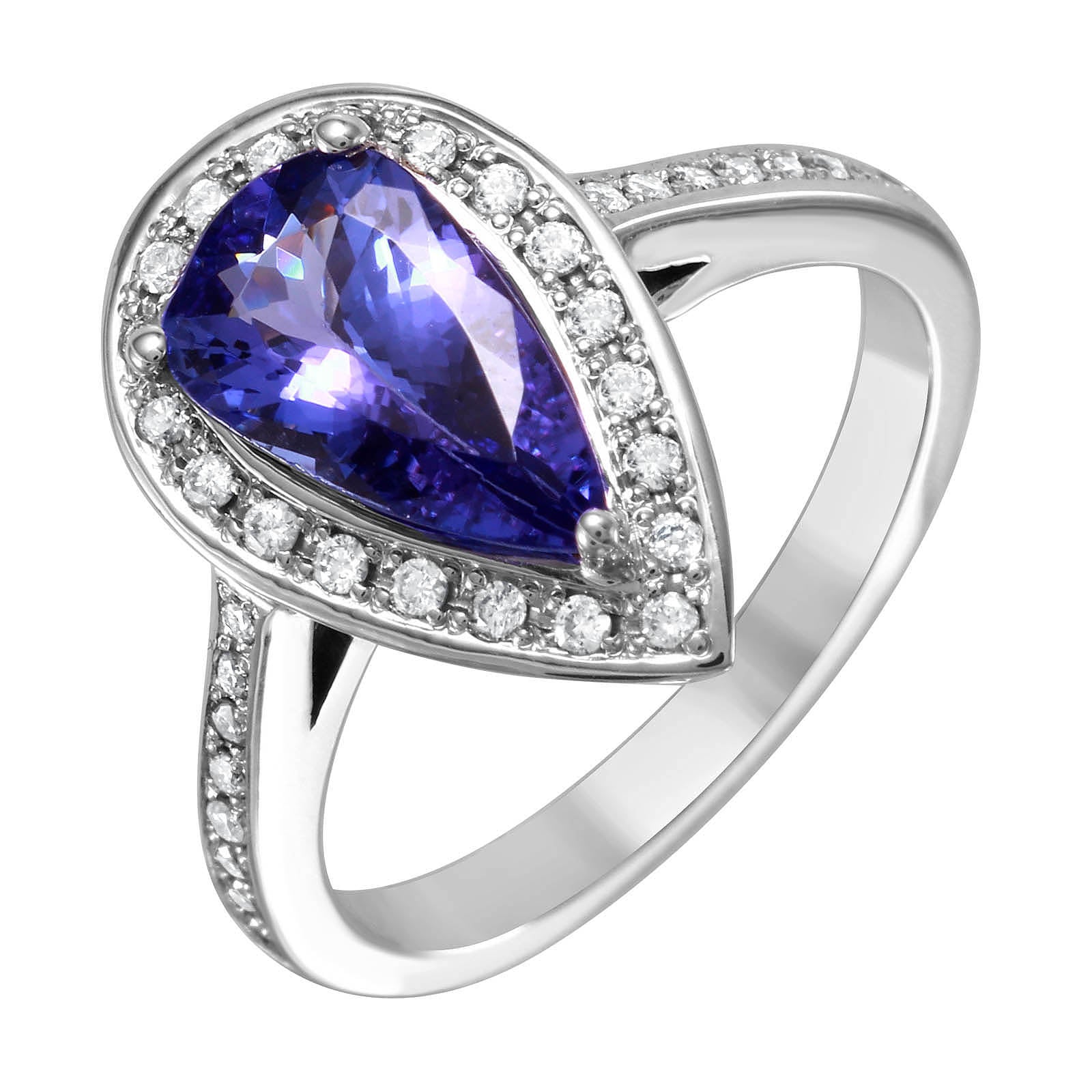 14KT White Gold 2.15ctw Tanzanite Diamond Cocktail Ring Size 6.5
