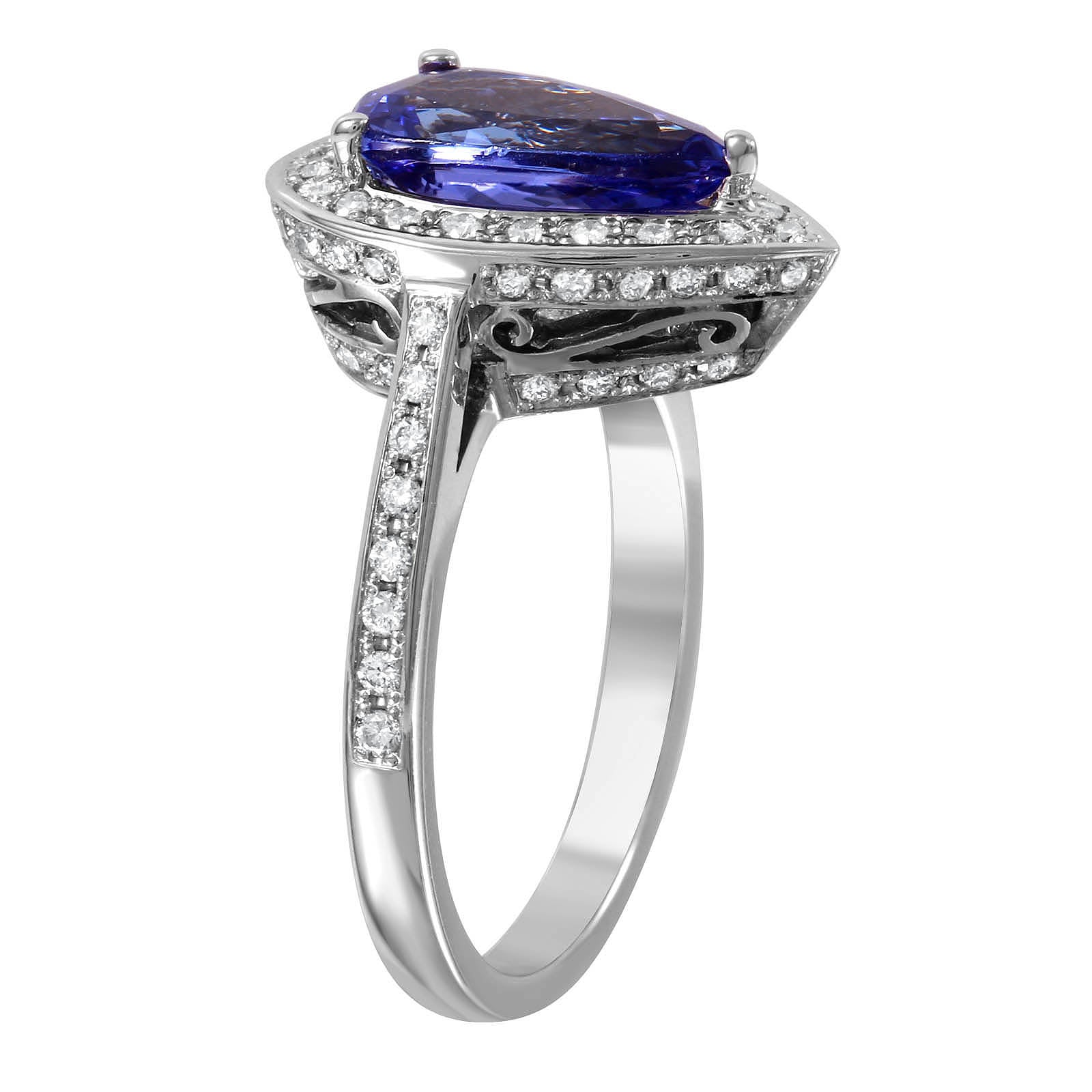 14KT White Gold 2.15ctw Tanzanite Diamond Cocktail Ring Size 6.5