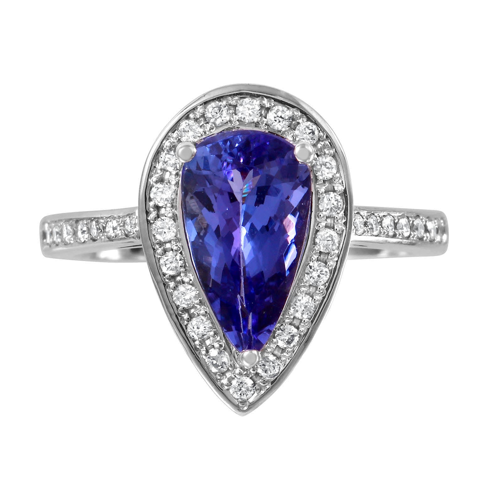 14KT White Gold 2.15ctw Tanzanite Diamond Cocktail Ring Size 6.5