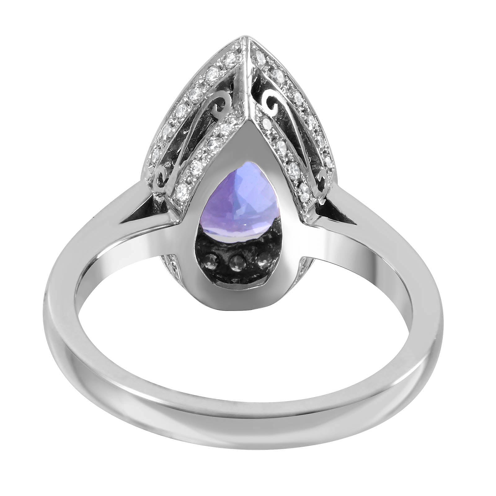14KT White Gold 2.15ctw Tanzanite Diamond Cocktail Ring Size 6.5