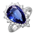 14KT White Gold 4.30ctw Tanzanite Diamond Cocktail Ring Size 6.5