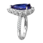 14KT White Gold 4.30ctw Tanzanite Diamond Cocktail Ring Size 6.5