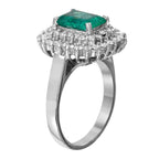 14KT White Gold 1.84ctw Emerald Diamond Cocktail Ring Size 7