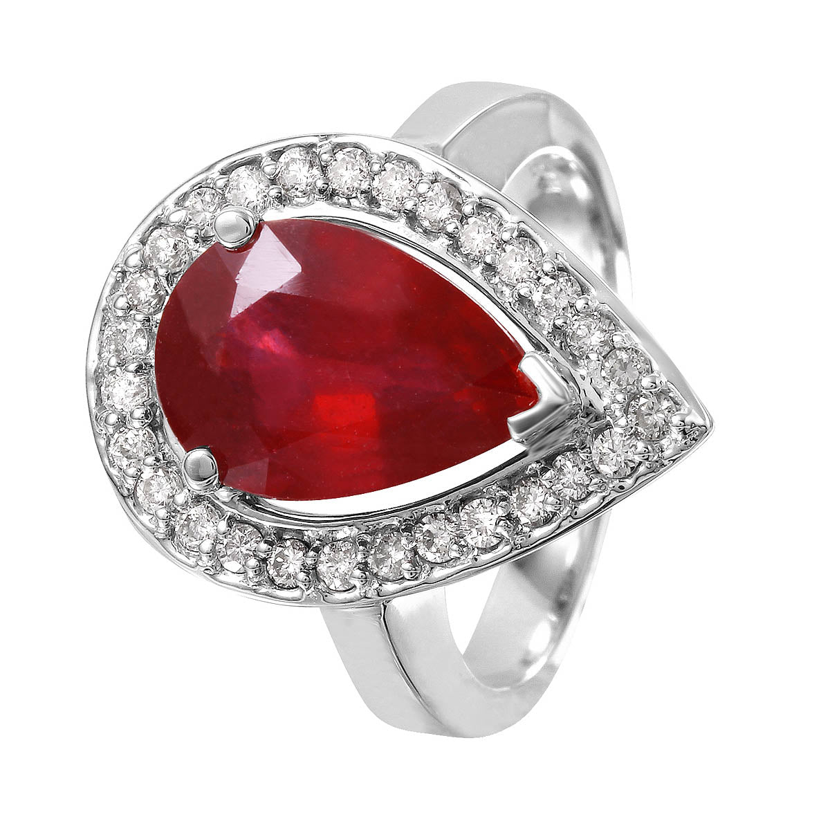 14KT White Gold 5.14ctw Ruby Diamond Cocktail Ring Size 6.75