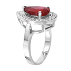 14KT White Gold 5.14ctw Ruby Diamond Cocktail Ring Size 6.75