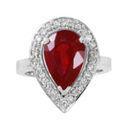 14KT White Gold 5.14ctw Ruby Diamond Cocktail Ring Size 6.75