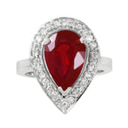 14KT White Gold 5.14ctw Ruby Diamond Cocktail Ring Size 6.75