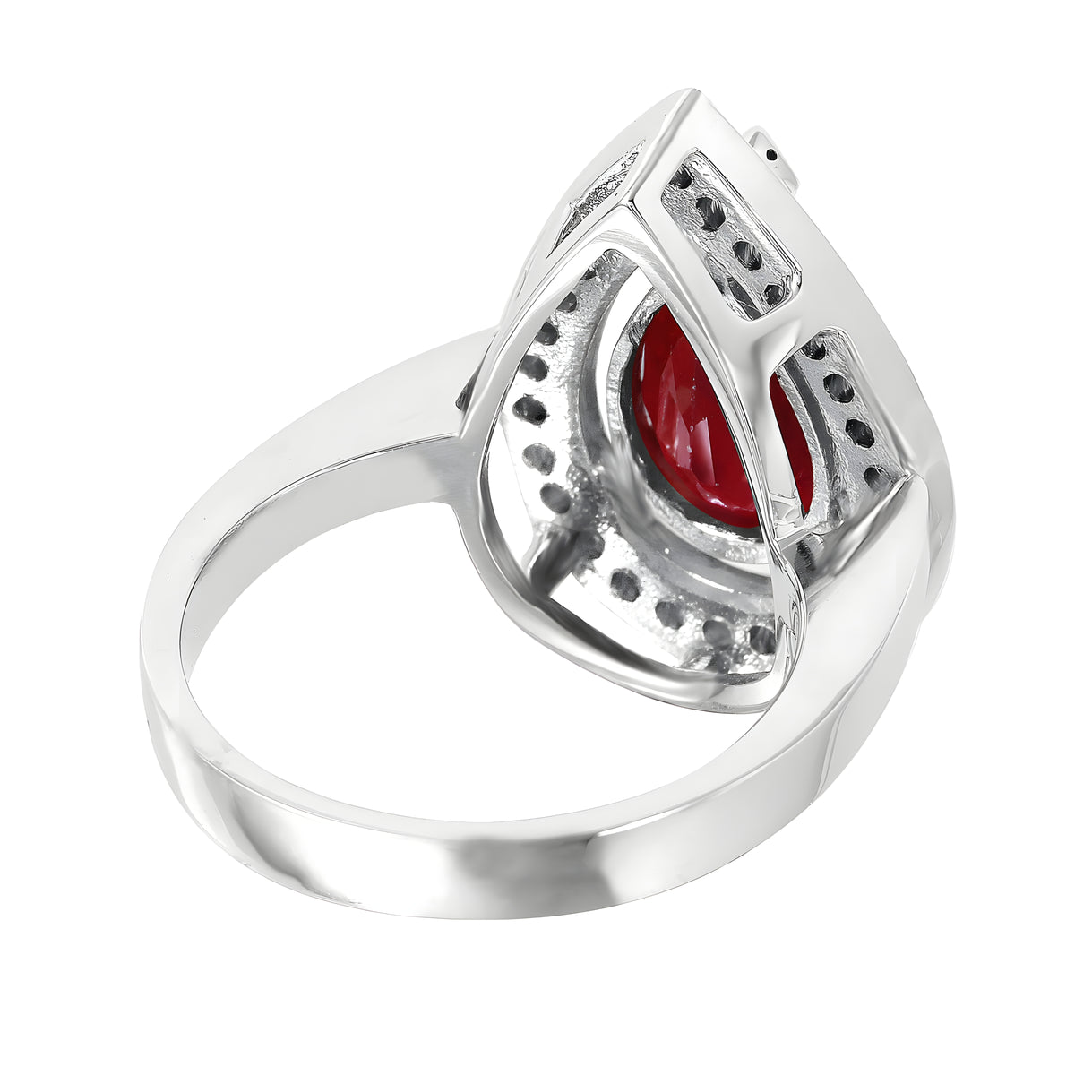 14KT White Gold 5.14ctw Ruby Diamond Cocktail Ring Size 6.75