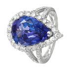 14KT White Gold 5.85ctw Purple Tanzanite Diamond Cocktail Ring Size 6.5