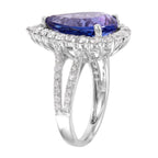 14KT White Gold 5.85ctw Tanzanite Diamond Cocktail Ring Size 6.5