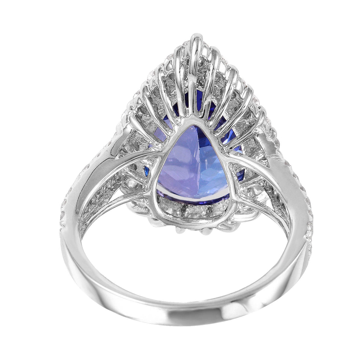 14KT White Gold 5.85ctw Purple Tanzanite Diamond Cocktail Ring Size 6.5