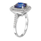 14KT White Gold 4.05ctw Lab Created Sapphire & Diamond Cocktail Ring Size 6.75