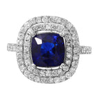 14KT White Gold 4.05ctw Lab Created Sapphire & Diamond Cocktail Ring Size 6.75
