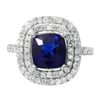 14KT White Gold 4.05ctw Lab Created Sapphire & Diamond Cocktail Ring Size 6.75