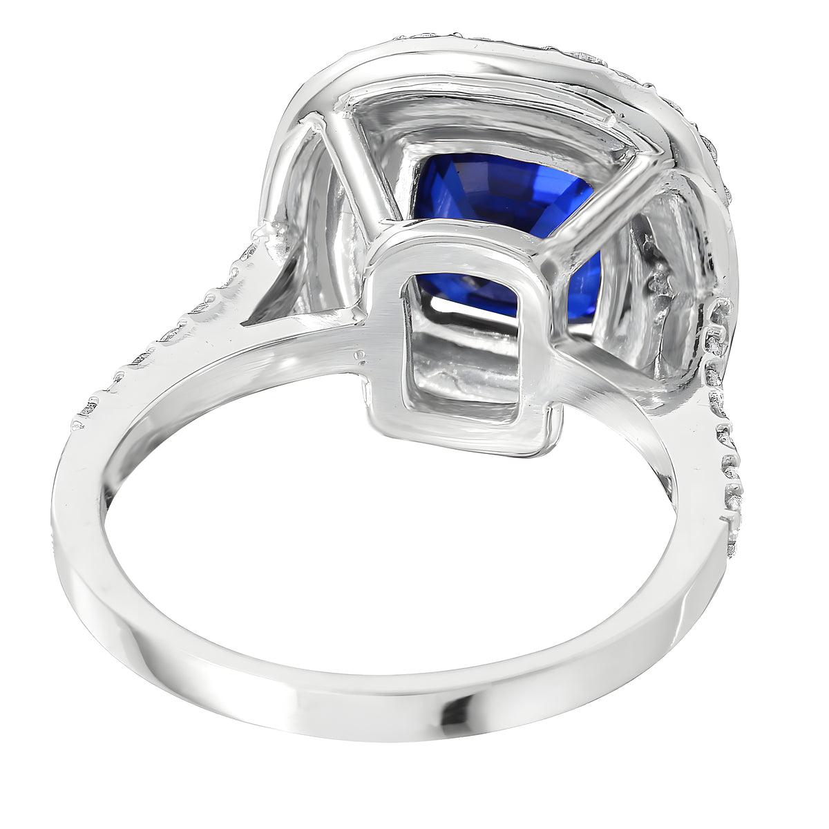 14KT White Gold 4.05ctw Lab Created Sapphire & Diamond Cocktail Ring Size 6.75
