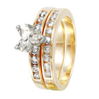 14KT Yellow Gold 1.42ctw Diamond Engagement Wedding Ring Set Size 5.5