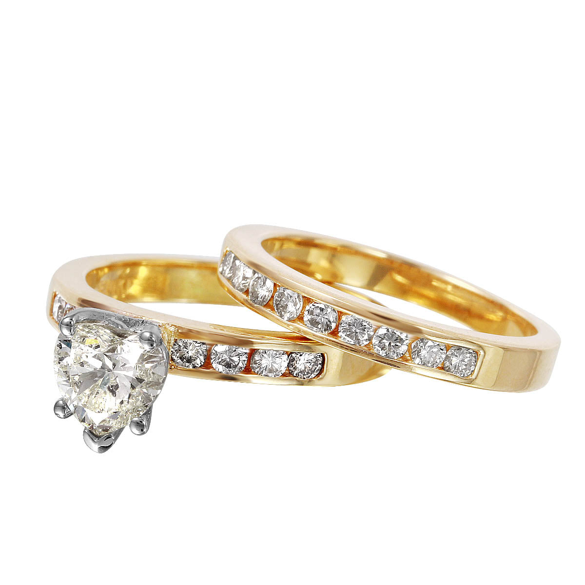 14KT Yellow Gold 1.42ctw Diamond Engagement Wedding Ring Set Size 5.5