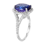 14KT White Gold 6.10ctw Tanzanite Diamond Cocktail Ring Size 6.25