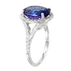 14KT White Gold 6.10ctw Purple Tanzanite Diamond Cocktail Ring Size 6.25