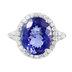 14KT White Gold 6.10ctw Purple Tanzanite Diamond Cocktail Ring Size 6.25