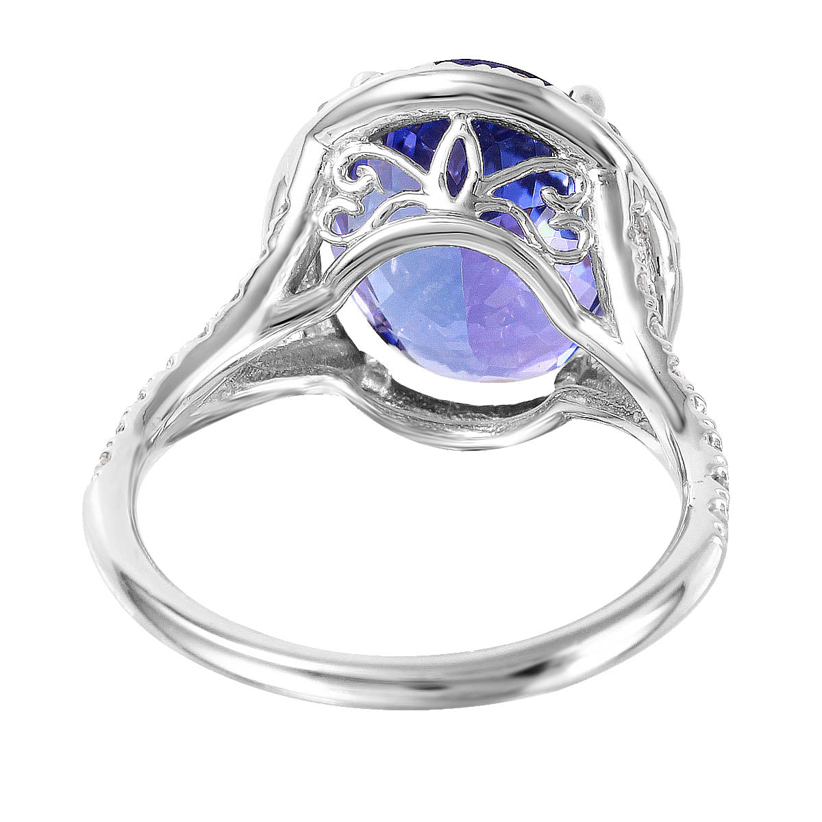 14KT White Gold 6.10ctw Tanzanite Diamond Cocktail Ring Size 6.25