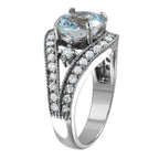 14KT White Gold 2.93ctw Aquamarine Diamond Cocktail Ring Size 7