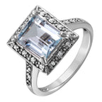 14KT White Gold 3.1ctw Aquamarine Diamond Cocktail Ring Size 7