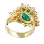 14KT Yellow Gold 4.75ctw Emerald Diamond Cocktail Ring Size 6